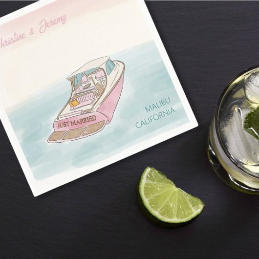 Serviette En Papier Bateau juste marié pour mariage
