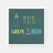 Serviette En Papier Bateau nautique | Mariage bleu phare (Devant)