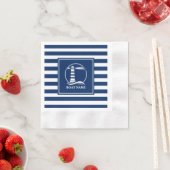 Serviette En Papier Bateau ou nom Classic Lighthouse avec Bleu (En situation)