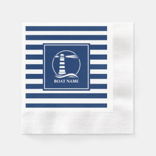 Serviette En Papier Bateau ou nom Classic Lighthouse avec Bleu Stripes