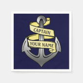 Serviette En Papier Bateau personnalisable Capitaine Votre nom Ancre (Devant)