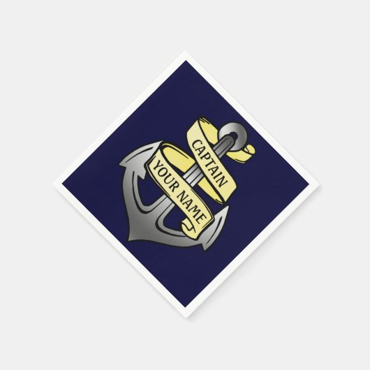 Serviette En Papier Bateau personnalisable Capitaine Votre nom Ancre (Coin)