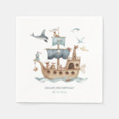 Serviette En Papier Bateau pirate avec Animaux Fête des enfants (Devant)