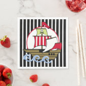 Serviette En Papier Bateau pirate et rayures noires (En situation)