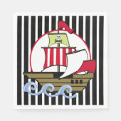 Serviette En Papier Bateau pirate et rayures noires (Devant)