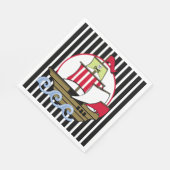 Serviette En Papier Bateau pirate et rayures noires (Coin)