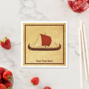 Serviette En Papier Bateau viking à voile rouge II