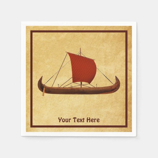 Serviette En Papier Bateau viking à voile rouge II (Devant)