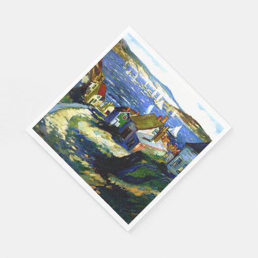 Serviette En Papier Bateaux à voile au port, peinture d'art (Coin)