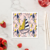 Serviette En Papier Bateaux à voile bleu marine (En situation)