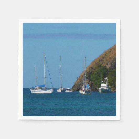 Serviette En Papier Bateaux à voile dans la baie Blancs et Bleus Nauti (Devant)