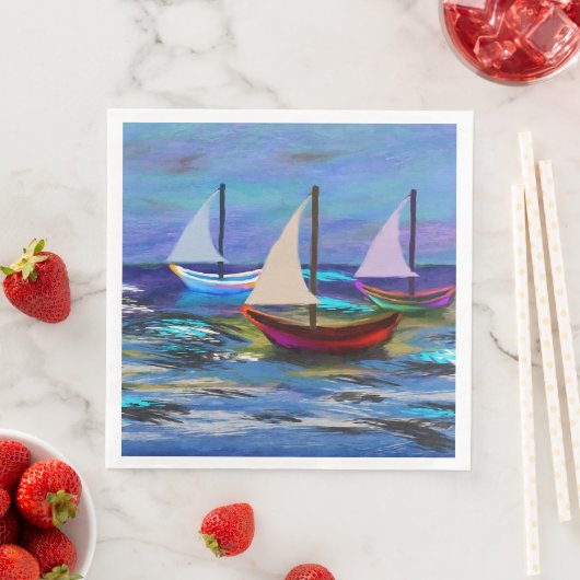 Serviette En Papier Bateaux en mer (En situation)