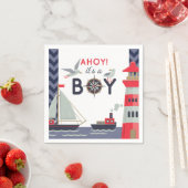 Serviette En Papier Bateaux nautiques Ahoy Baby Boy Shoy Party (En situation)