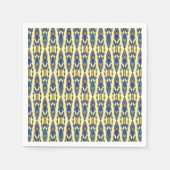 Serviette En Papier Batik tribal - Acier bleu, gris et jaune (Devant)