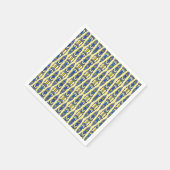 Serviette En Papier Batik tribal - Acier bleu, gris et jaune (Coin)