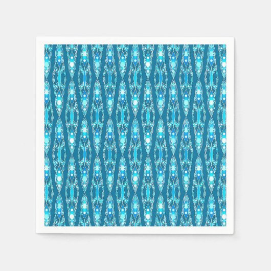 Serviette En Papier Batik tribal - Bleu océanique et Aqua (Devant)