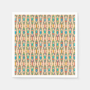 Serviette En Papier Batik Tribal - Peach rose et Turquoise