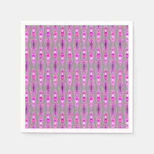 Serviette En Papier Batik Tribal - Rose Fuchsia, Violet et Gris