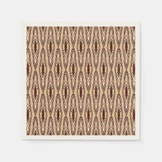 Serviette En Papier Batik Tribal - Tan, Brown foncé et crème (Devant)