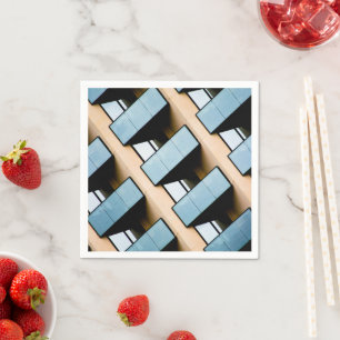 Serviette En Papier Bâtiment bleu et beige Abstrait