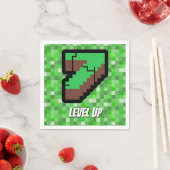 Serviette En Papier Bâtiment Pixelated Gamer Vert Level Up 7 (En situation)