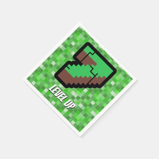 Serviette En Papier Bâtiment Pixelated Gamer Vert Level Up 7 (Coin)
