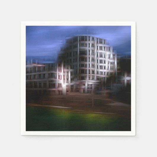 Serviette En Papier Bâtiments de nuit style effet numérique "impressio (Devant)