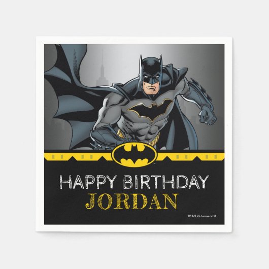 Serviette En Papier Batman | Chalkboard Joyeux anniversaire (Devant)