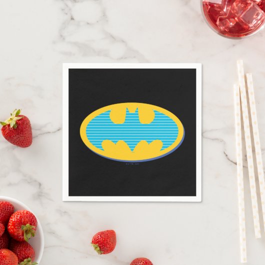 Serviette En Papier Batman | Symbole Cyan Stripes (En situation)