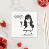 Serviette En Papier Bâton d'anniversaire fille avec verre à vin (En situation)
