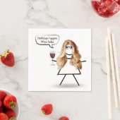 Serviette En Papier Bâton d'anniversaire fille avec verre à vin (En situation)