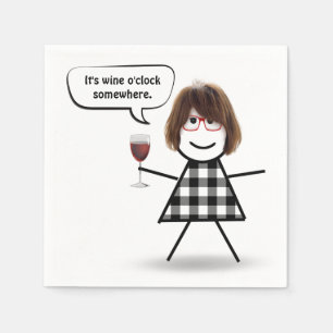 Serviette En Papier Bâton fille avec serviettes de vin rouge