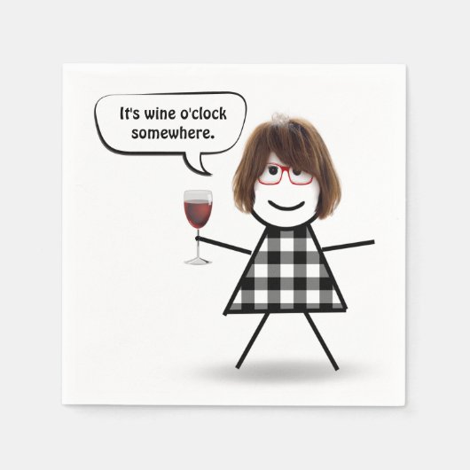 Serviette En Papier Bâton fille avec serviettes de vin rouge (Devant)
