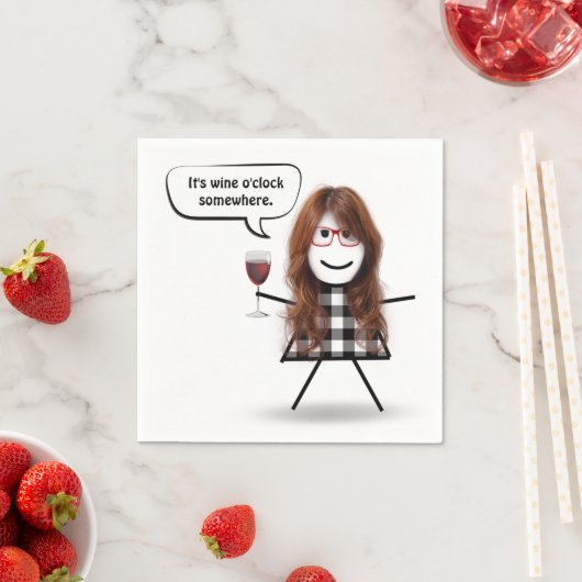 Serviette En Papier Bâton fille avec vin rouge (En situation)