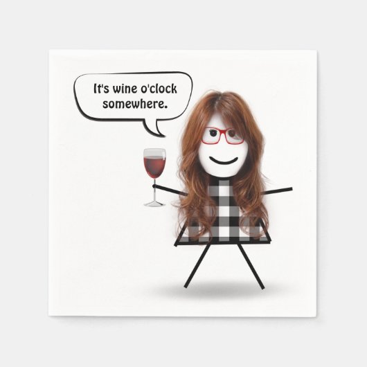 Serviette En Papier Bâton fille avec vin rouge (Devant)