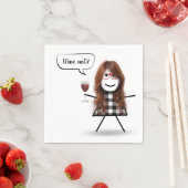 Serviette En Papier Bâton fille avec vin rouge (En situation)