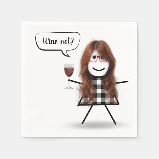 Serviette En Papier Bâton fille avec vin rouge (Devant)