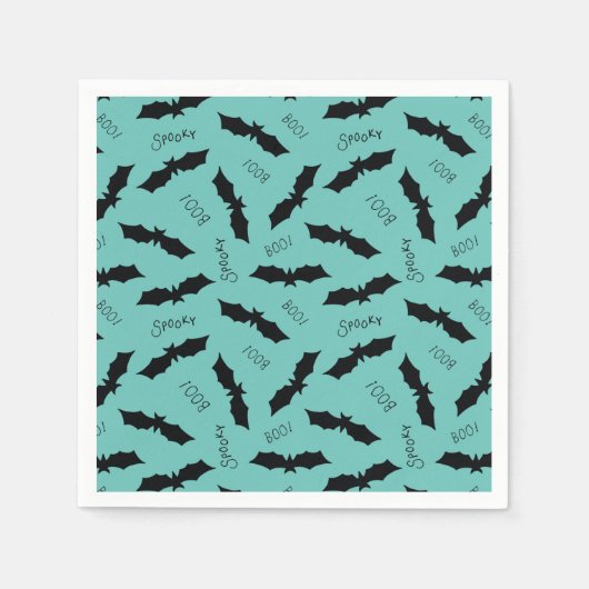 Serviette En Papier Bats Turquoises Cute Halloween Party Napkins (Devant)