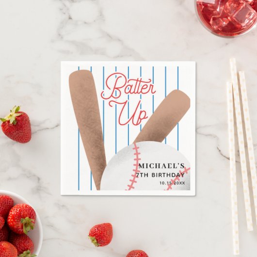 Serviette En Papier Batte Up Baseball Thème Anniversaire (En situation)