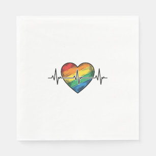 Serviette En Papier Battement de coeur arc-en-ciel Gravure vintage Des