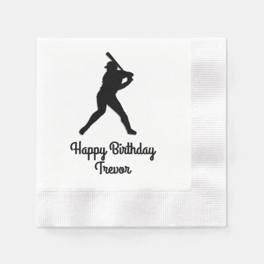 Serviette En Papier Batterie de baseball vers le haut Anniversaire per (Devant)