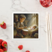 Serviette En Papier Batteur Jouant Son Tambour Pour Baby Jesus (En situation)