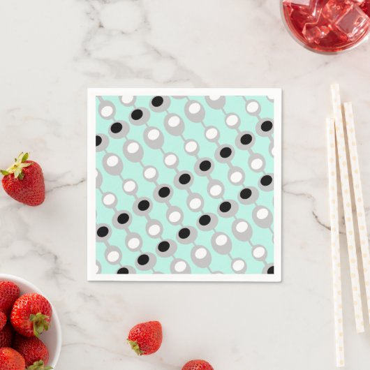 Serviette En Papier Baubles atomiques Turquoise gris blanc (En situation)