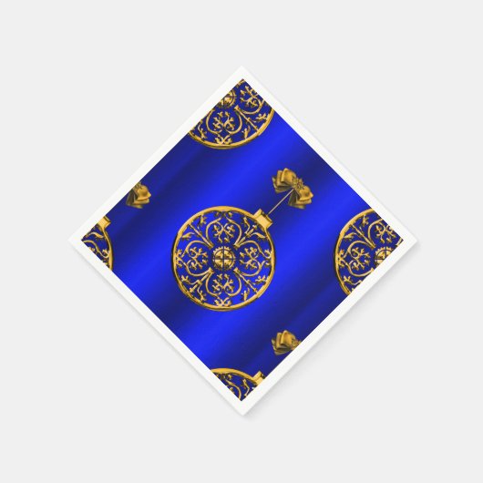 Serviette En Papier Baubles de Noël en bleu (Coin)