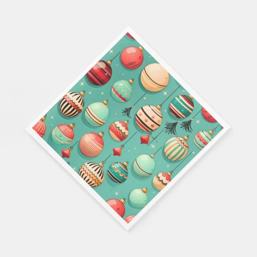 Serviette En Papier Baubles de Noël rétro (Coin)