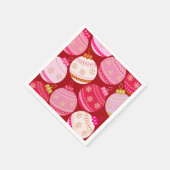 Serviette En Papier Baubles De Noël Rose Et Rouge (Coin)