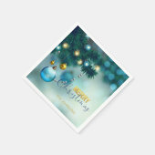 Serviette En Papier Baubles d'or bleu personnalisées Arbre NOËL (Coin)