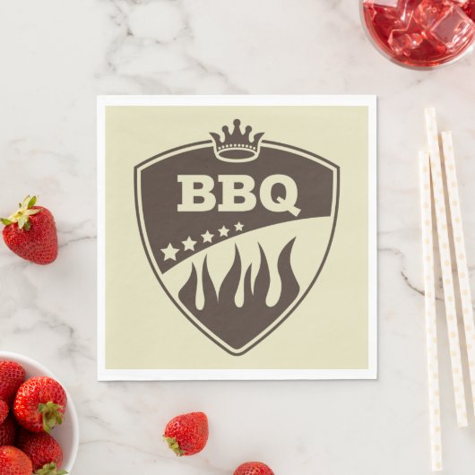 Serviette En Papier BBQ Barbeque Badge Logo Emblem (En situation)