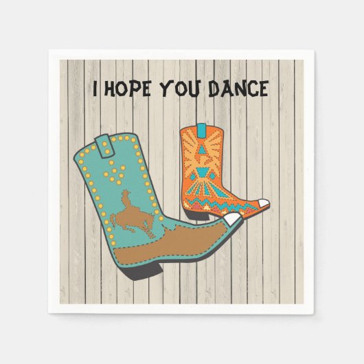 Serviette En Papier BBQ Cowboy et danse Carré commande spéciale (Devant)