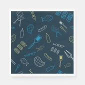 Serviette En Papier BBQ Icônes Motif Grillades Outils Viande (Devant)